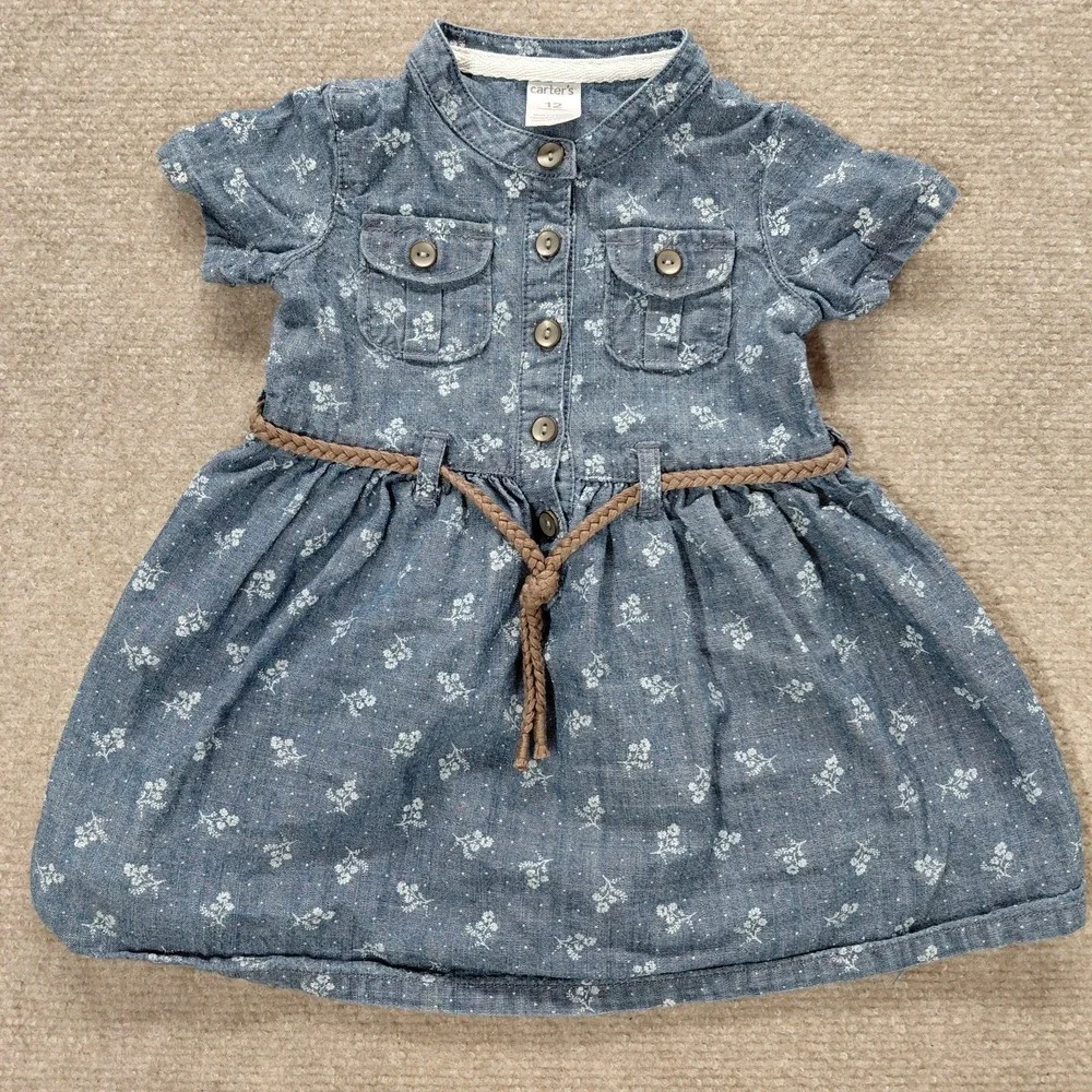 Carter's Baby Girls' Chambray Floral Denim Inspired 12 Months Boho Western